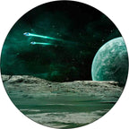 Nordic modern rug in green space planet spaceship pattern rug polyester pet-friendly rug for home decor