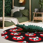 Kids Bedroom Rug in Black Animal Dog Dots Print Rug Polyester Stain Resistant Pet Friendly Area Rug