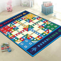 Unique Children's Carpet in Blue Educational Ludo Pattern Carpet Polyester Stain Resistant Rug for Nursery