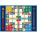 Unique Children's Carpet in Blue Educational Ludo Pattern Carpet Polyester Stain Resistant Rug for Nursery