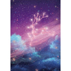 Unique Kids Rug in Purple Fairy Deer Galaxy Pattern Rug Polyester Non-Slip Back Rug for Children's Room