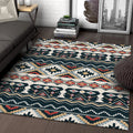 Southwest Tribal Print Carpet Black and White Polyester Carpet Machine Washable Non-Slip Area Rug for Living Room