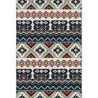 Southwest Tribal Print Carpet Black and White Polyester Carpet Machine Washable Non-Slip Area Rug for Living Room
