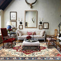 Moroccan Medallion Print Rug Light Brown Polyester Rug Machine Washable Non-Slip From the Floor for the Living Room