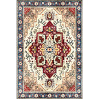 Moroccan medallion print rug Light brown Polyester rug Machine washable Non-slip rug for the living room