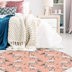 Orange Children's Room Carpet Children Animal Dog Pattern Area Rug Polyester Stain Resistant Washable Rug
