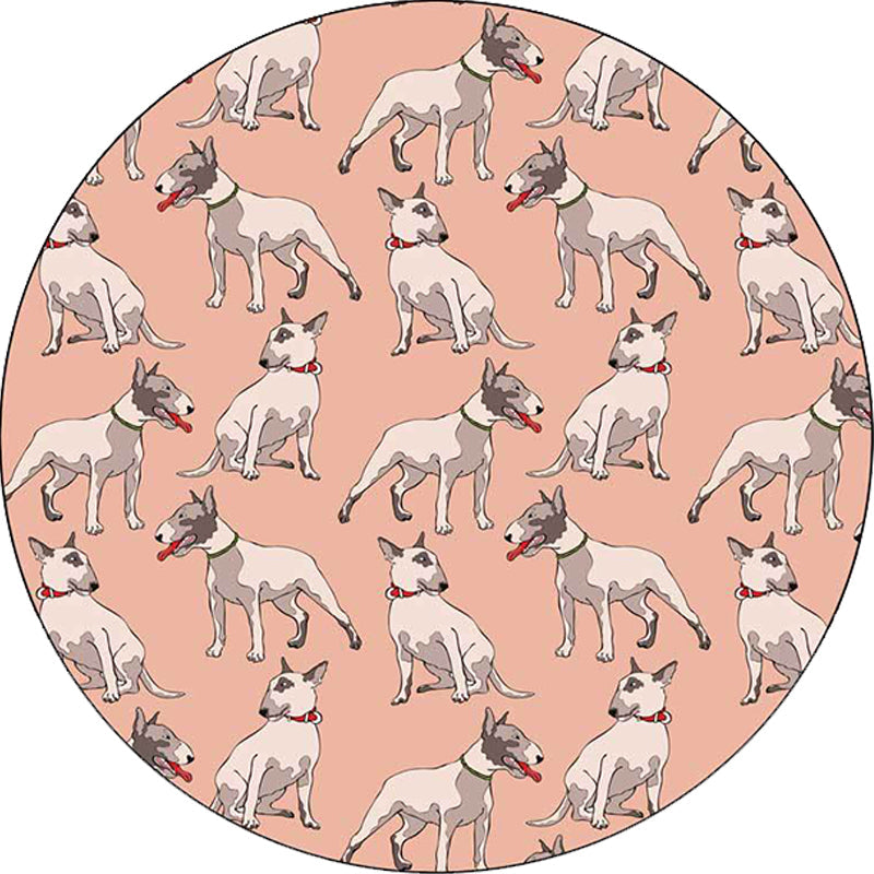 Orange Children's Room Carpet Children Animal Dog Pattern Area Rug Polyester Stain Resistant Washable Rug