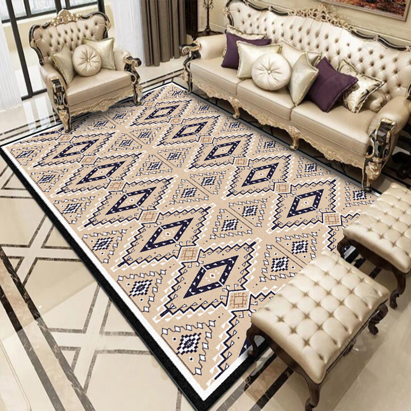 American geometric print rug yellow polyester rug machine washable non-slip rug for the living room