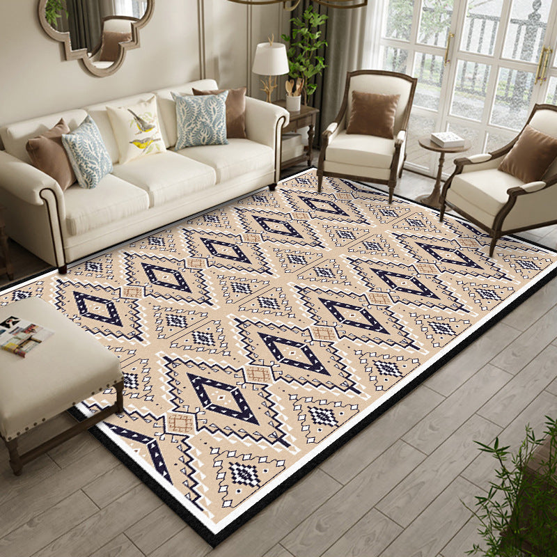 American geometric print rug yellow polyester rug machine washable non-slip rug for the living room