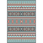 Z southwest tribal striped print rug blue and green polyester rug machine washable non-slip living room rug for living room