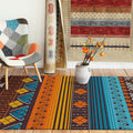 Stamm geometric striped pattern rug brown and blue vintage rug polyester washable non-slip backing rug for bedroom