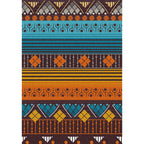 Stamm geometric striped pattern rug brown and blue vintage rug polyester washable non-slip backing rug for bedroom
