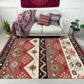 Stylish Tribal Design Carpet Red Vintage Carpet Polyester washable Non-slip back Carpet for bedroom