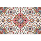 Pink Mediterranean Carpet Polyester Flower and Medallion Pattern Carpet Washable Non-Slip Back Carpet for Living Room
