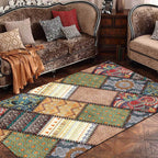 Unique tribal pattern carpet red and gray vintage carpet polyester washable non-slip backing living room carpet for the bedroom