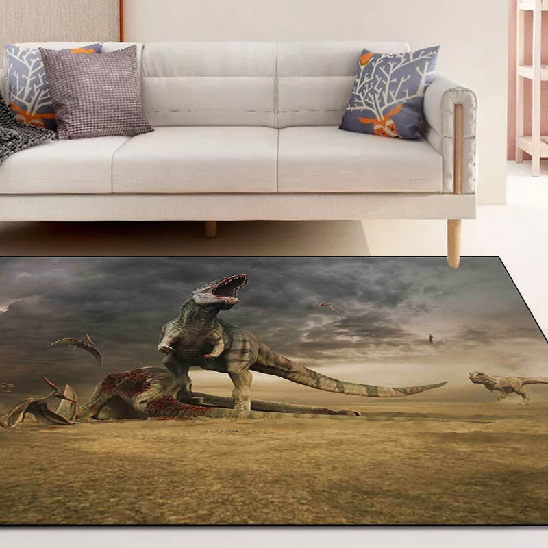 Unique dinosaur pattern rug Brown Nordic rug Polyester washable anti-slip mat area rug for the living room