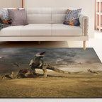 Unique dinosaur pattern rug Brown Nordic rug Polyester washable anti-slip mat area rug for the living room