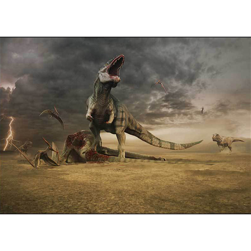 Unique dinosaur pattern rug Brown Nordic rug Polyester washable anti-slip mat area rug for the living room