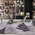 Contemporary leaf pattern rug gray polyester rug machine washable non-slip rug for the living room