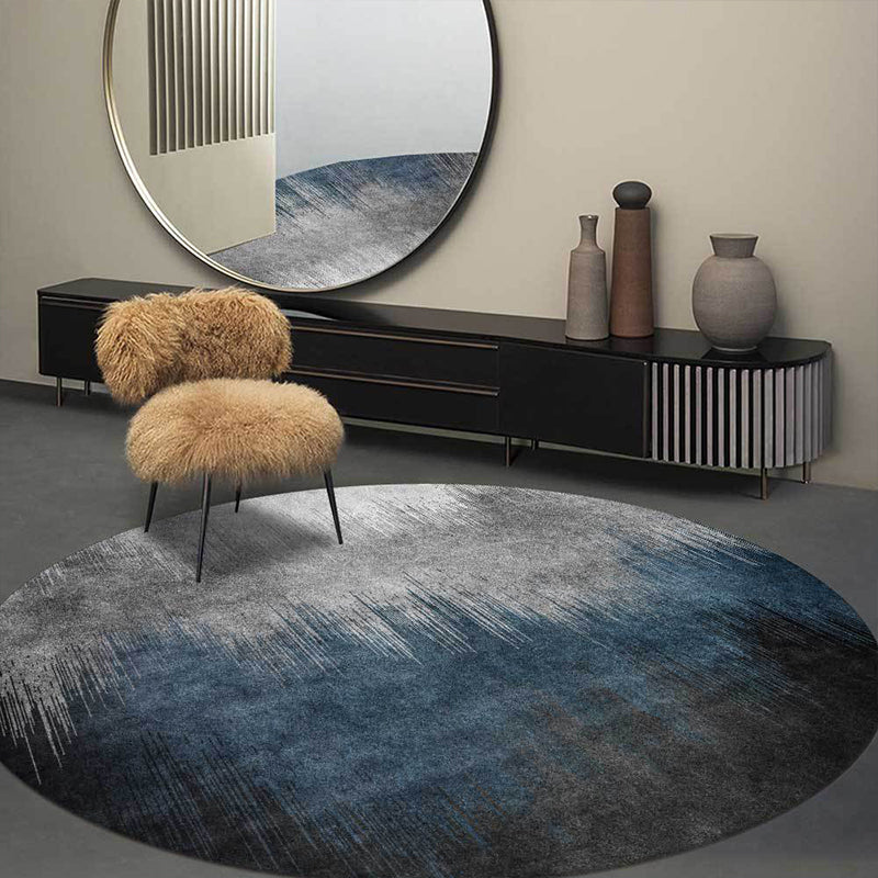 Blue and gray modern rug polyester ombre pattern rug washable non-slip backing rug for the living room