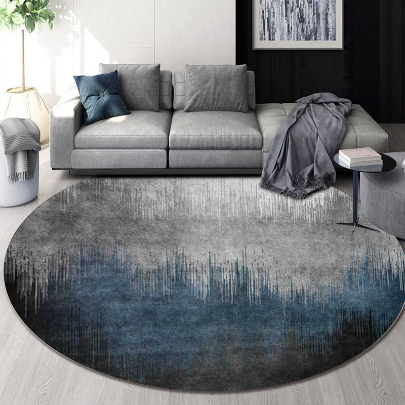 Blue and gray modern rug polyester ombre pattern rug washable non-slip backing rug for the living room
