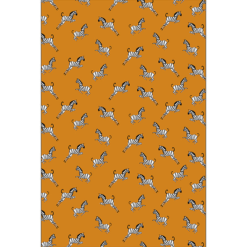 Unique zebra pattern rug orange slouch rug polyester washable non-slip bottom rug for the living room