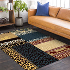 Brown novelty carpet polyester animal skin print carpet washable non-slip backing carpet for living room