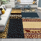 Brown novelty carpet polyester animal skin print carpet washable non-slip backing carpet for living room