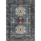 Moroccan medallion pattern rug blue polyester rug machine washable non-slip rug for the living room