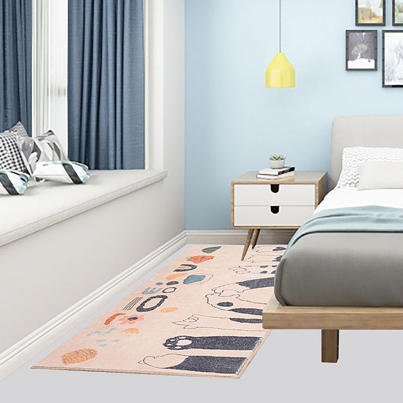 Apricot Kids Carpet Polyester Cat Feet Print Carpet Machine Washable Non-Slip Backing Rug for Kids Room