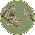 Vintage Floral Pattern Rug with Bird Green Polyester Rug Machine Washable Non-Slip Rug for Bedroom