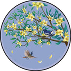 Unique Flower Pattern Carpet with Bird and Leaf Purple and Yellow Oriental Carpet Polyester Washable Non-Slip Back Area Rug for Bedroom