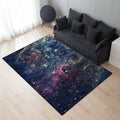Modern living room rug in blue outdoor galaxy print rug polyester non-slip backing rug