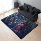 Modern living room rug in blue outdoor galaxy print rug polyester non-slip backing rug