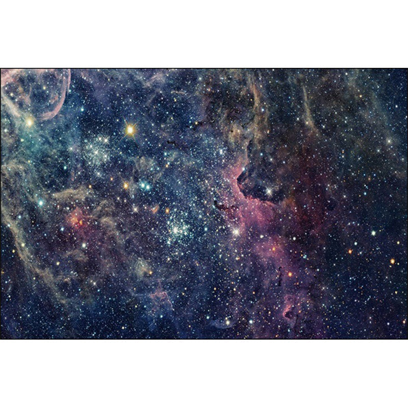Modern living room rug in blue outdoor galaxy print rug polyester non-slip backing rug