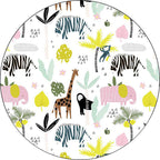 White Children's Room Rug Kids Animal Giraffe Zebra Elephant Pattern Area Rug Polyester Non-Slip Underlay Rug