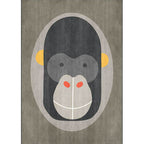 Casual Kids Carpet in Gray Animal Orangutan Pattern Carpet Polyester Stain-Resistant Carpet for Kids Room