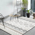 Classic Geometric Pattern Carpet White Vintage Carpet Polyester Washable Non-Slip Back Carpet for Bedroom