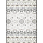 Classic Geometric Pattern Carpet White Vintage Carpet Polyester Washable Non-Slip Back Carpet for Bedroom