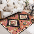 Brown Tribal Carpet Polyester Geometric Pattern Carpet Washable Non-Slip Back Carpet for the Living Room