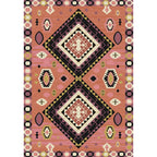 Brown Tribal Carpet Polyester Geometric Pattern Carpet Washable Non-Slip Back Carpet for the Living Room