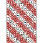 Classic Checkered Pattern Carpet with Floral Red Vintage Carpet made of Polyester washable with non-slip backing Carpet for the Bedroom