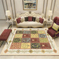 Persian checkered printed carpet with floral beige polyester carpet machine washable non-slip rug for the living room