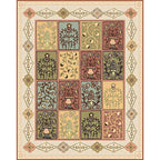 Persian checkered printed carpet with floral beige polyester carpet machine washable non-slip rug for the living room