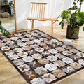 Brown Moroccan Carpet Polyester Controlled Pattern Carpet Washable Non-Slip Backing Carpet for Living Room