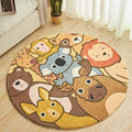 Kids Cartoon Animals Pattern Rug Yellow Polyester Rug Washable Non-Slip Back Rug for Home Decor