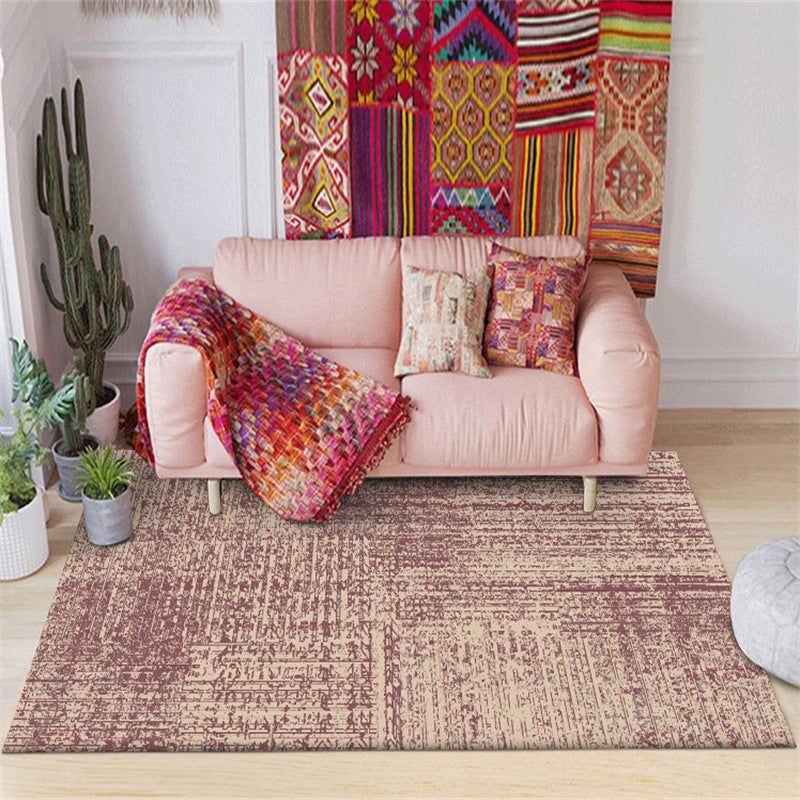 Vintage abstract rug Red Shabby Chic rug Polyester washable non-slip back rug for living room