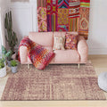 Vintage abstract rug Red Shabby Chic rug Polyester washable non-slip back rug for living room
