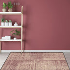 Vintage abstract rug Red Shabby Chic rug Polyester washable non-slip back rug for living room