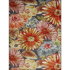 Orange Vintage Carpet Polyester Flower Pattern Carpet Washable Non-Slip Backing Carpet for Living Room